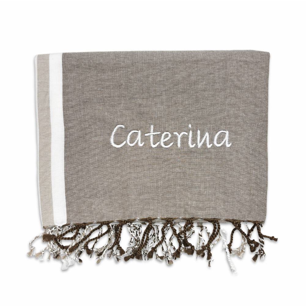 Fouta telo mare jolie Cuba Tortora 100 x 200 Personalizzato