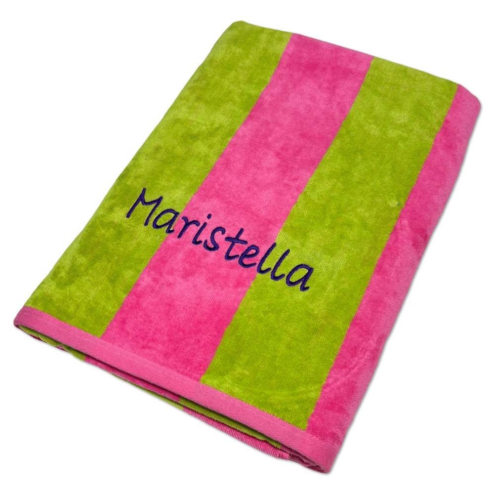 Telo Mare Spugna Velour Marina Fucsia/Verde 90 x 170 Personalizzato