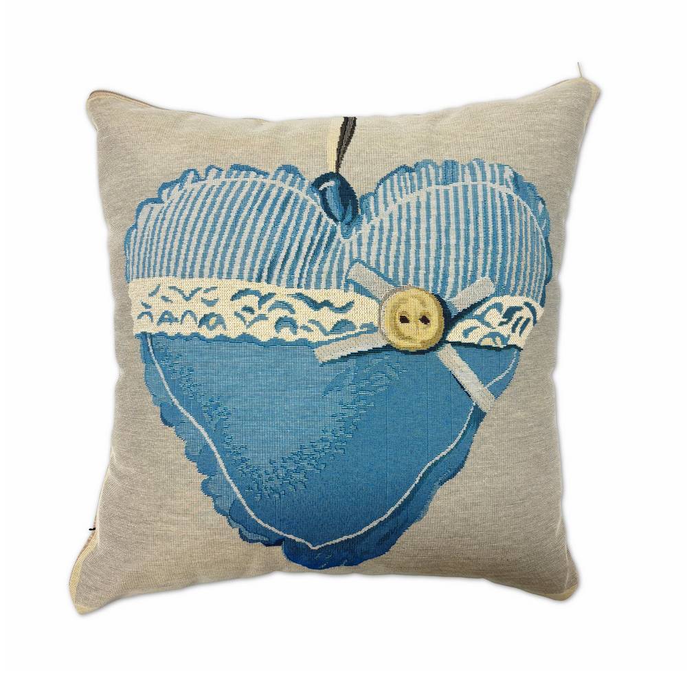 Federa in gobelin Cuore Azzurro 45 x 45