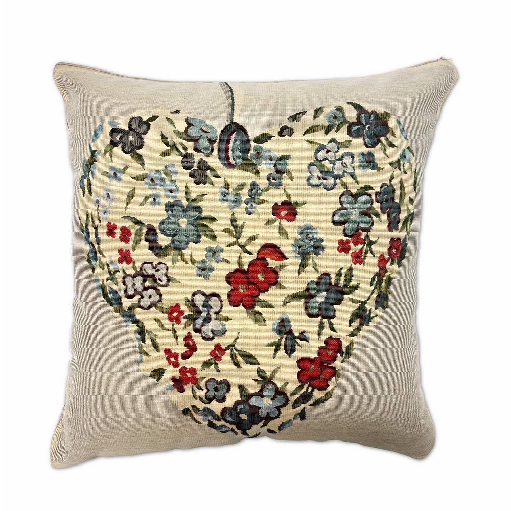 Federa in gobelin Cuore Floreale 45 x 45