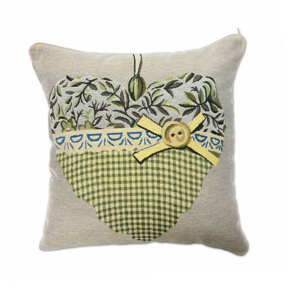 Federa in gobelin Cuore Tartan Verde 45 x 45