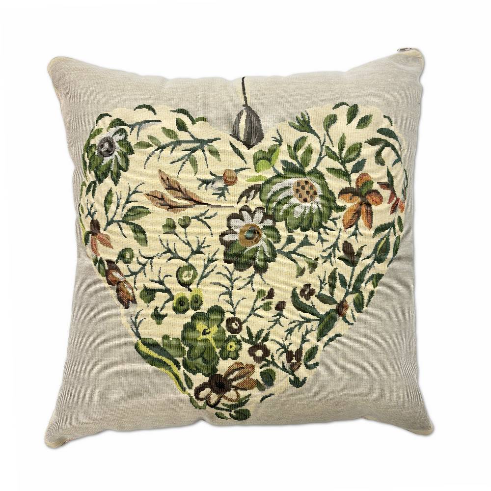 Federa in gobelin Cuore Foglie 45 x 45