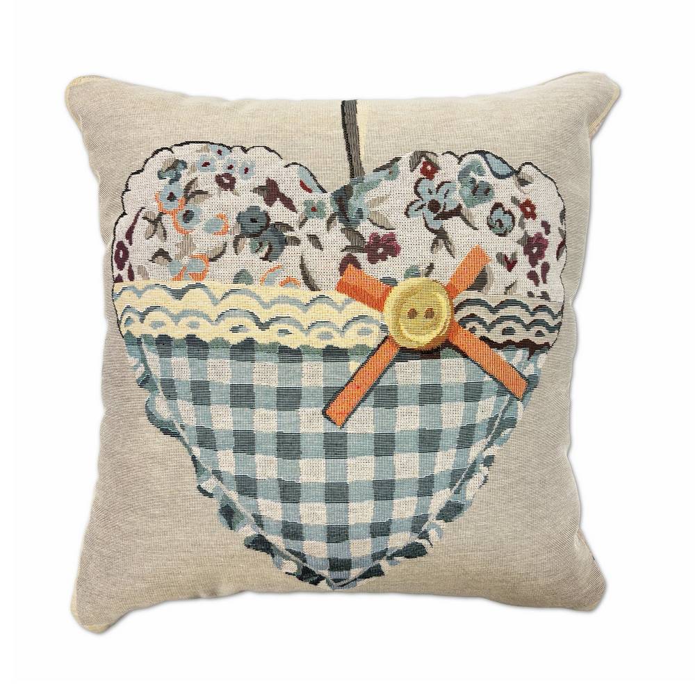 Federa in gobelin Cuore Tartan Azzurro 45 x 45
