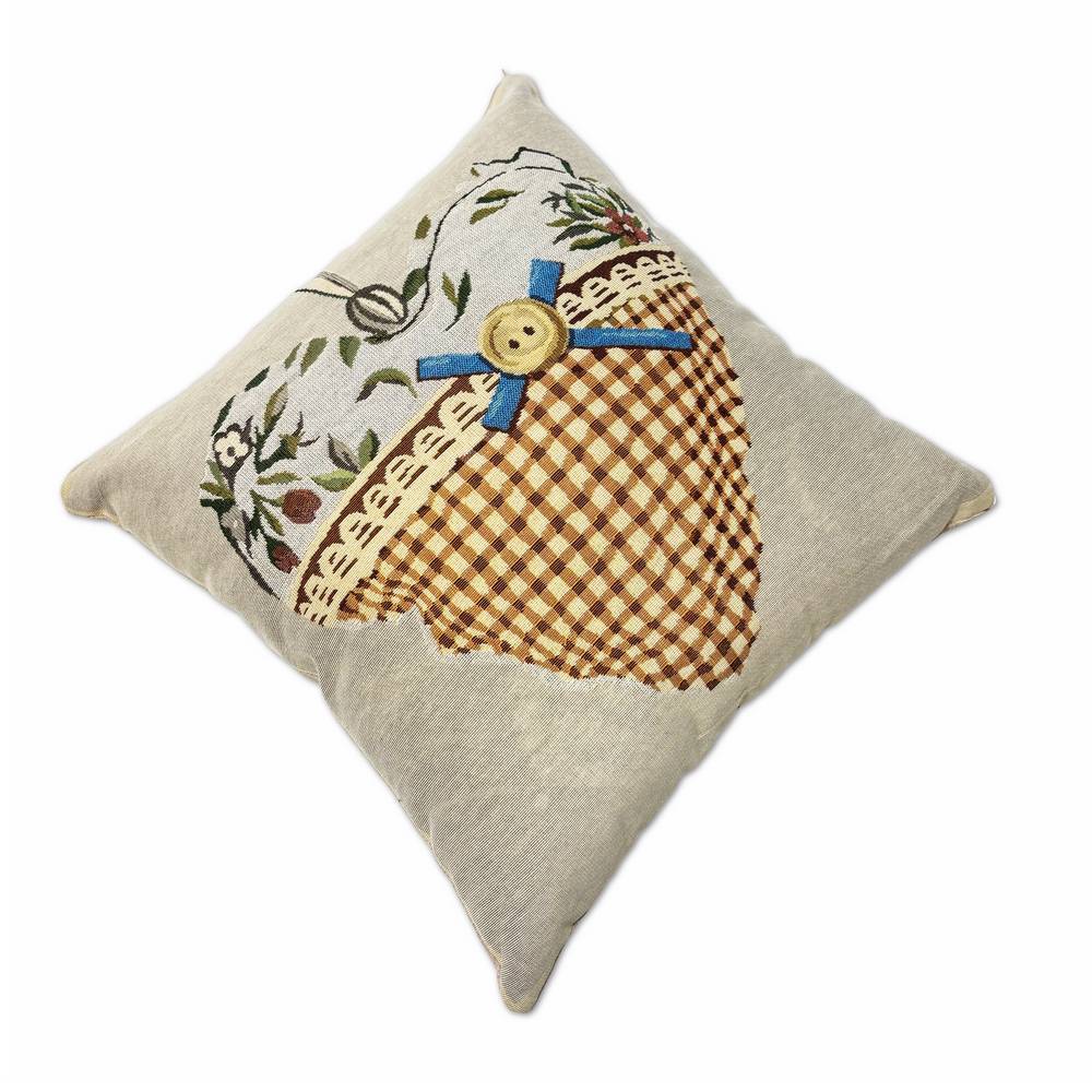 Federa in gobelin Cuore Tartan Tortora 45 x 45