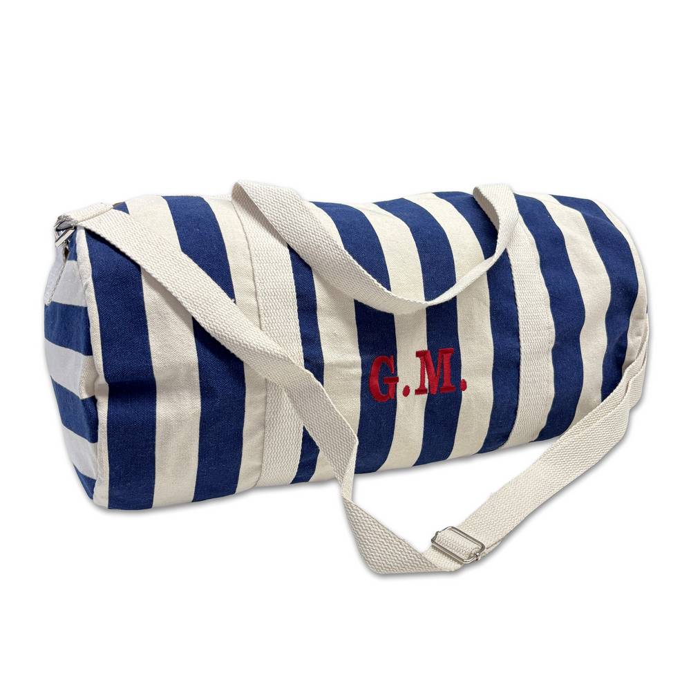 Borsone in Tessuto a Righe blu con Manici e Tracolla personalizzato