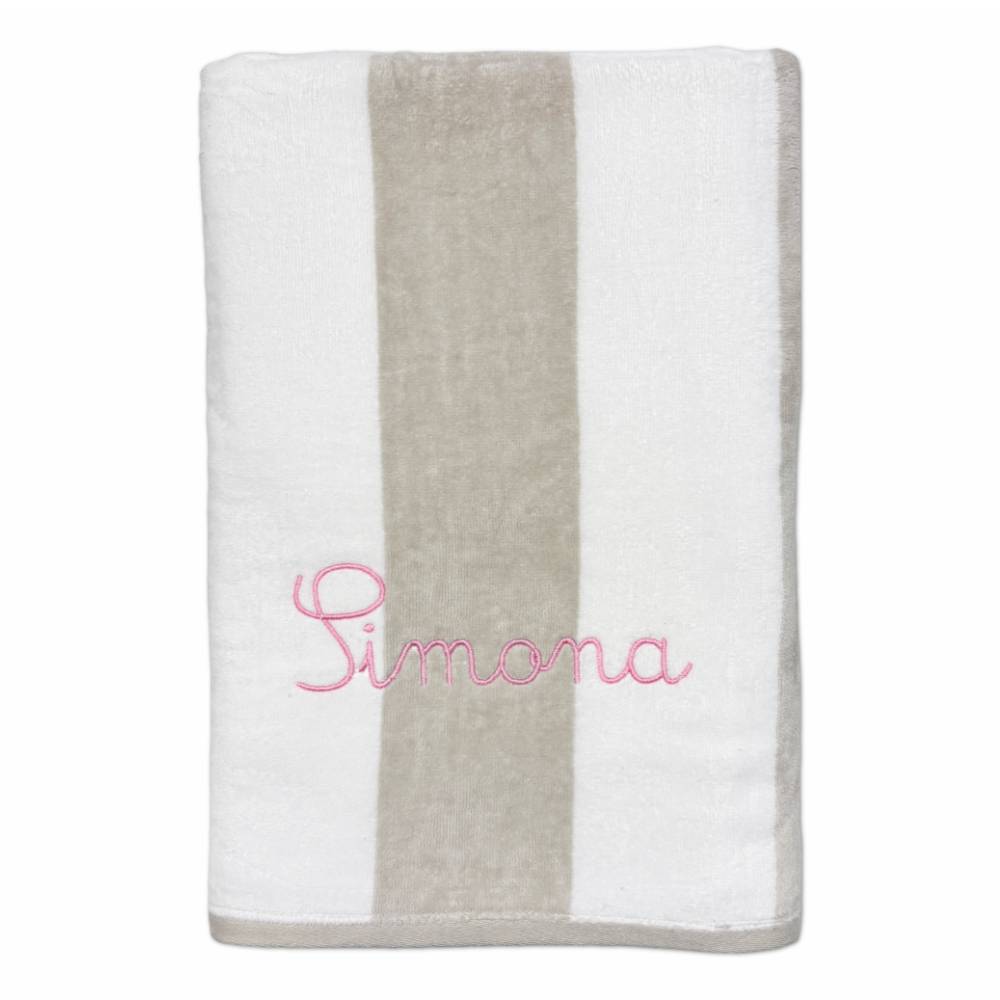 Telo Mare Spugna Velour Marina Tortora 90 x 170 Personalizzato