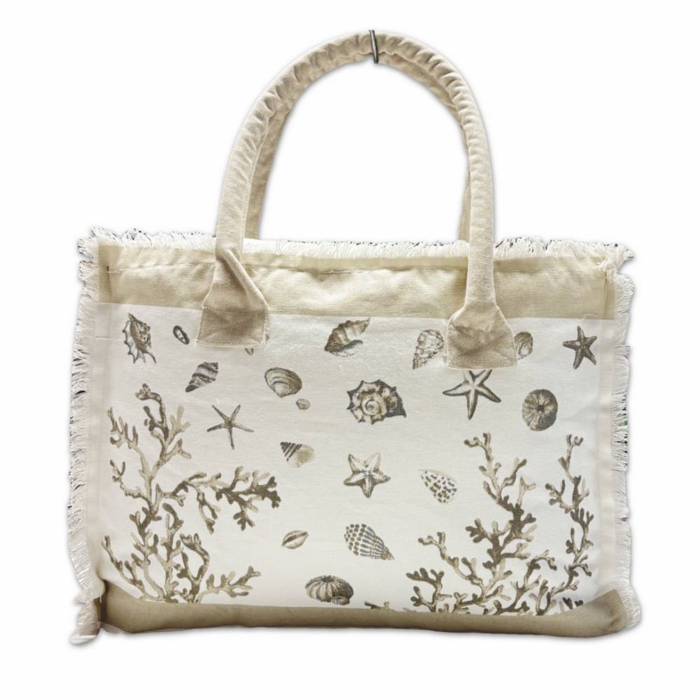 Borsa Mare + Fouta Corallo Tortora Personalizzati