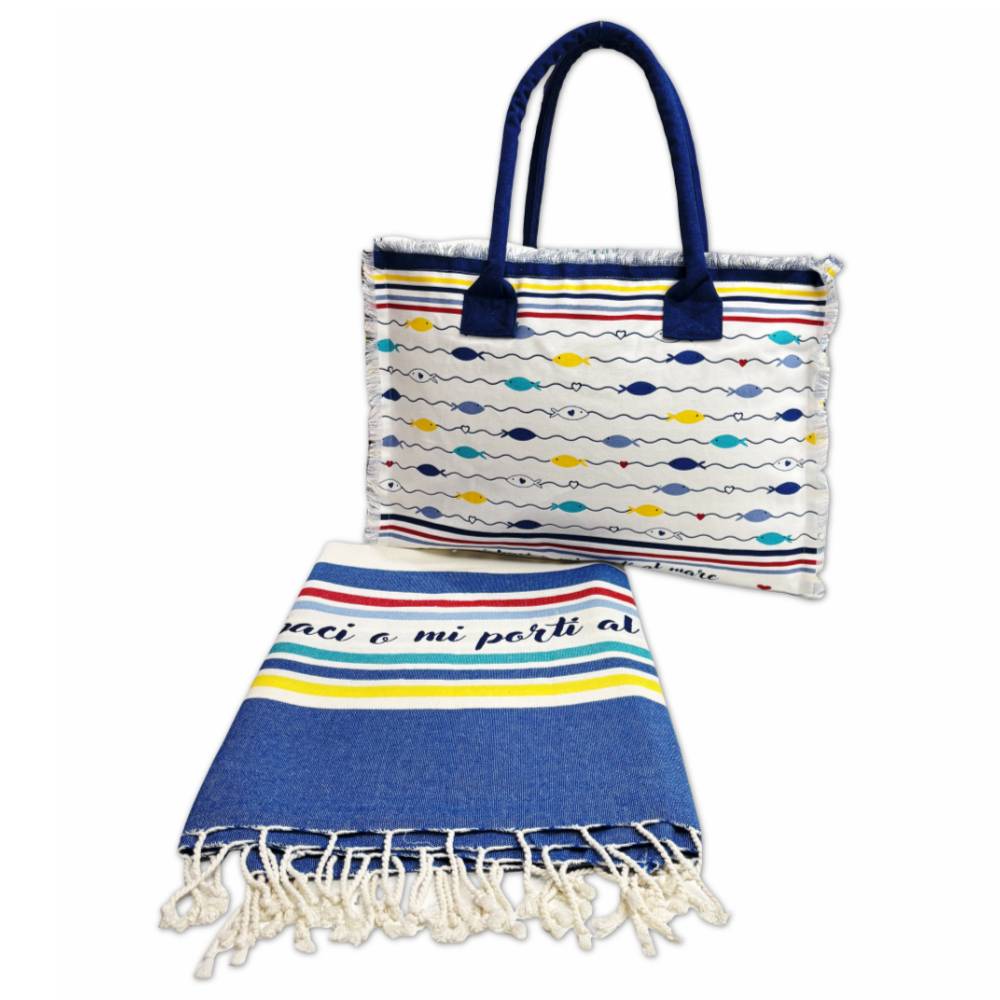 Borsa Mare + Fouta Love Fish Personalizzati