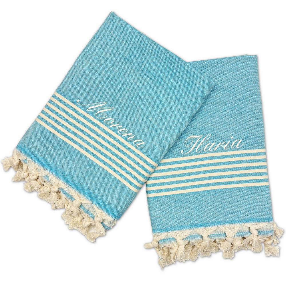 Fouta telo mare doppiato jacquard Lov coralli tiffany 90 x 170 Personalizzato