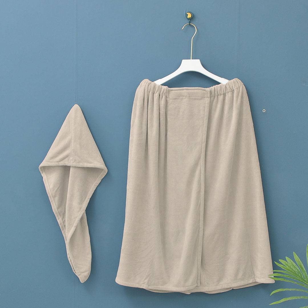 Telo bagno pareo + turbante Beky Beige