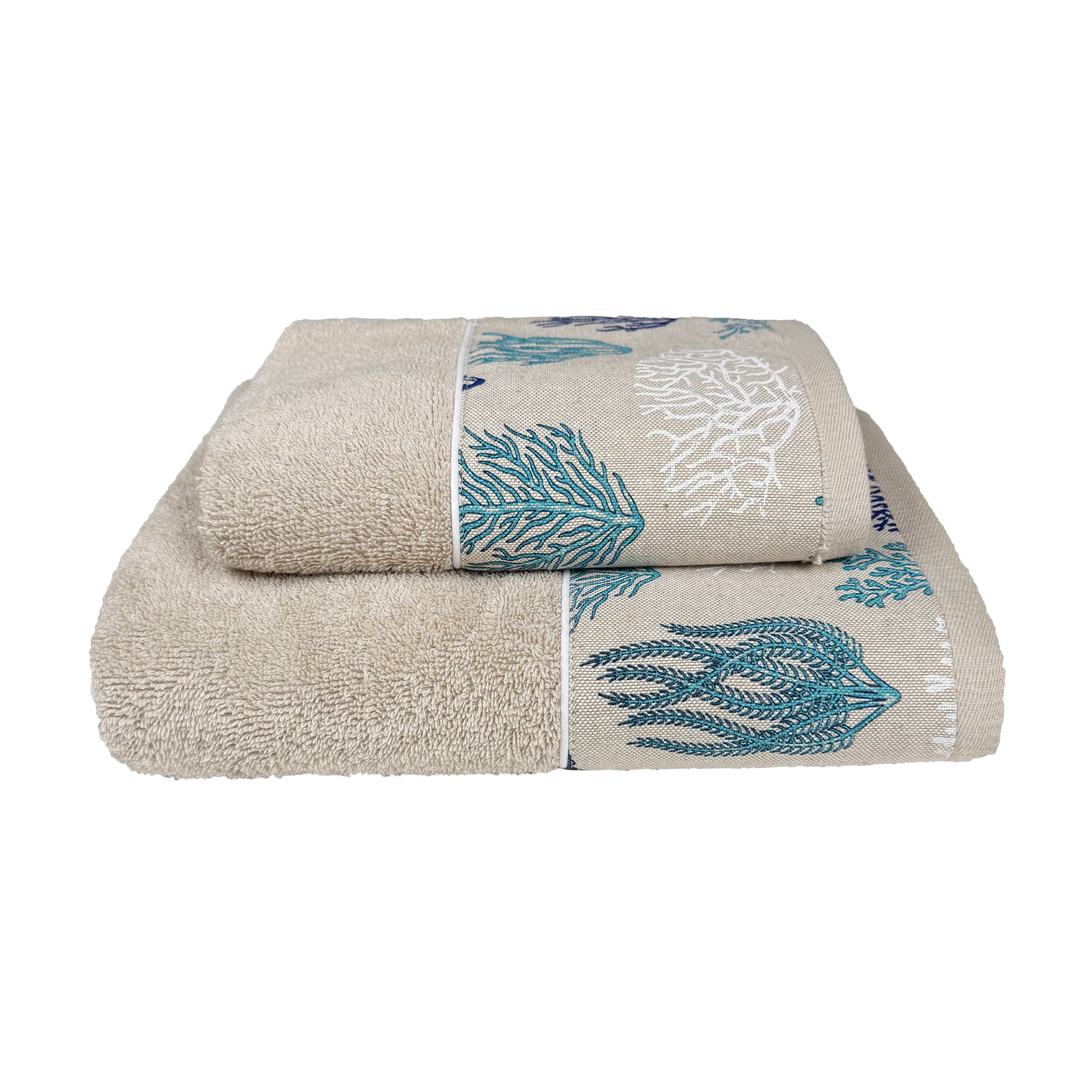 Coppia asciugamani CREOLE Balza Corallo Beige/Azzurro