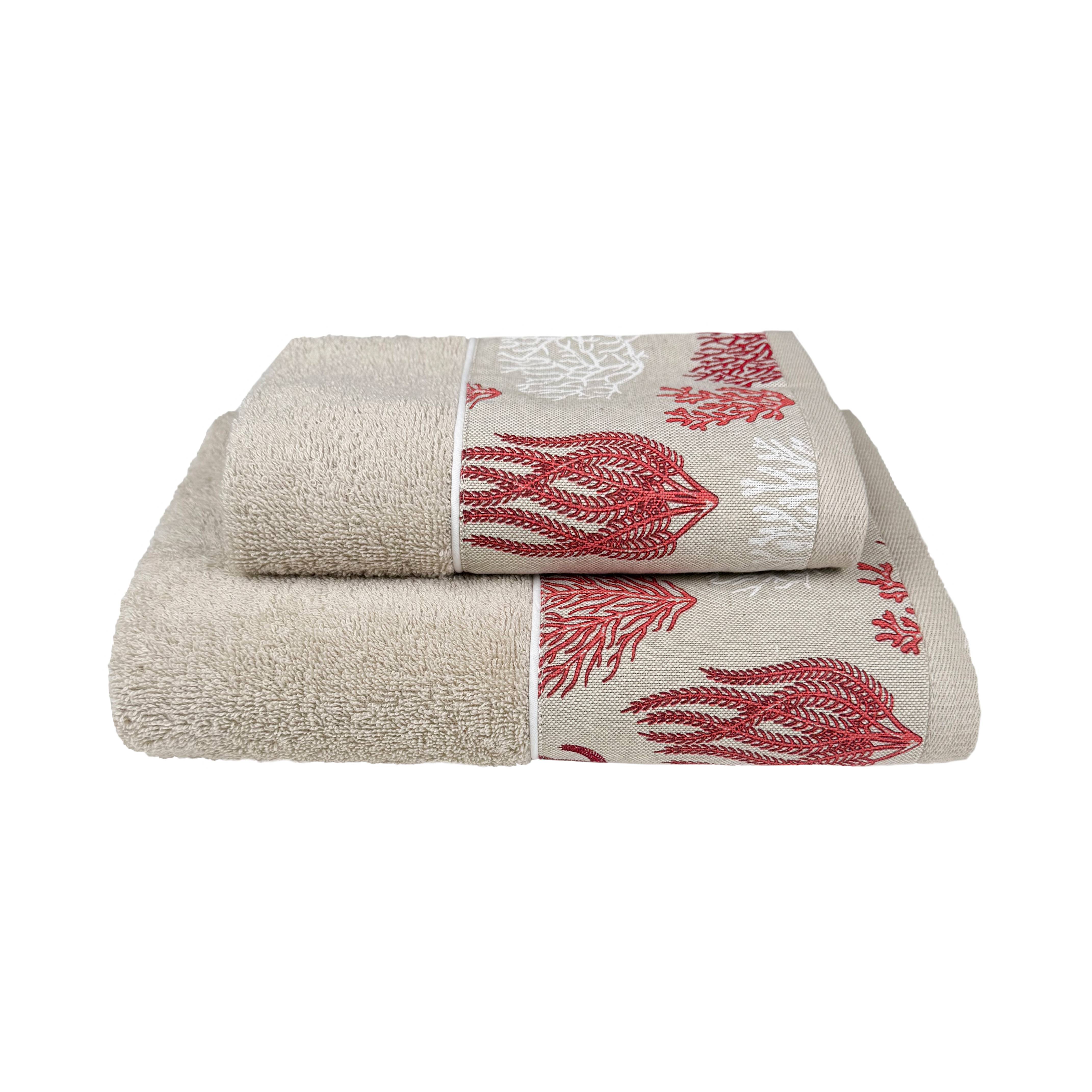 Coppia asciugamani CREOLE Balza Corallo Beige/Lampone