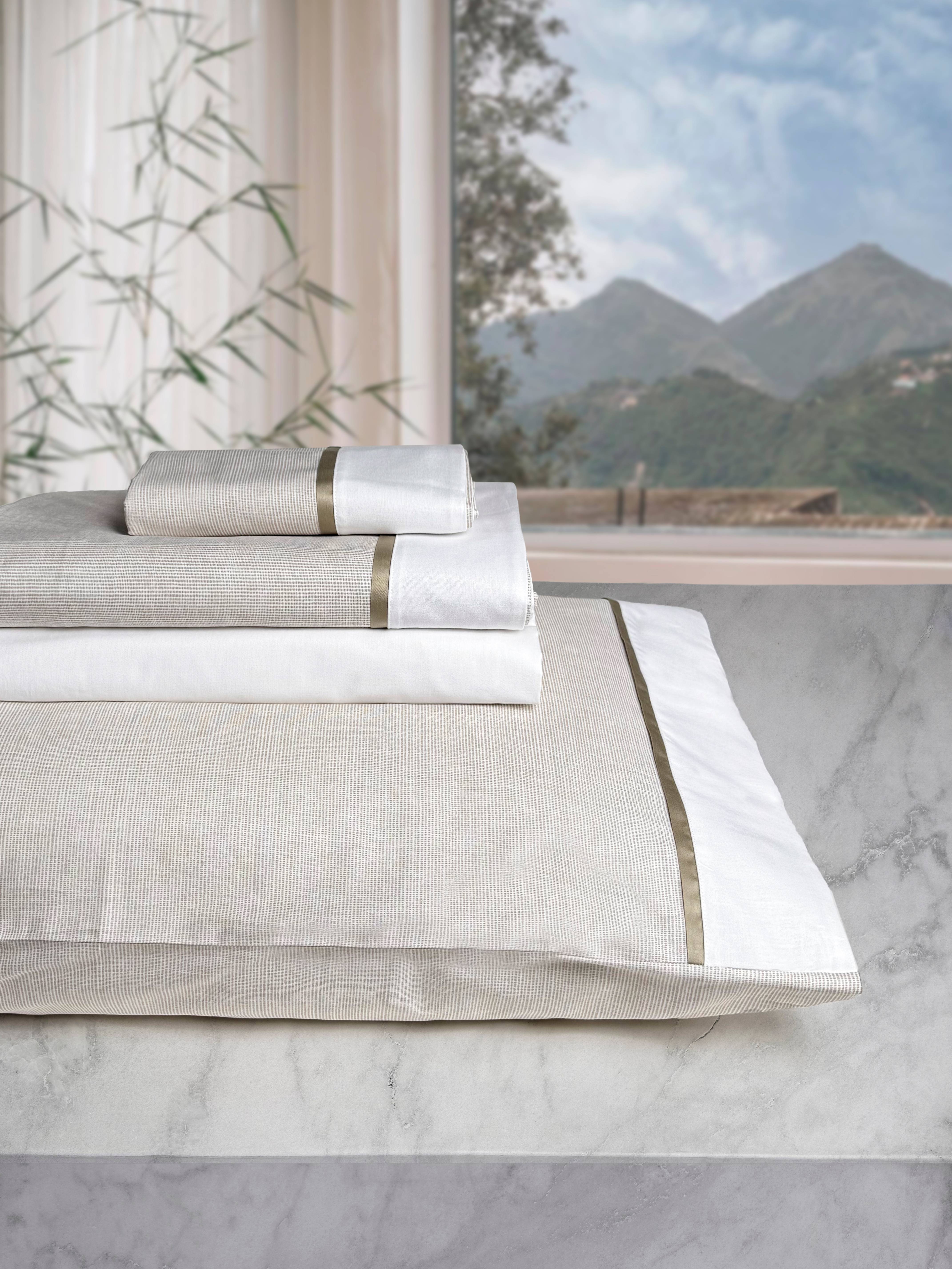 Completo Lenzuola CREOLE Riga Beige Matrimoniale