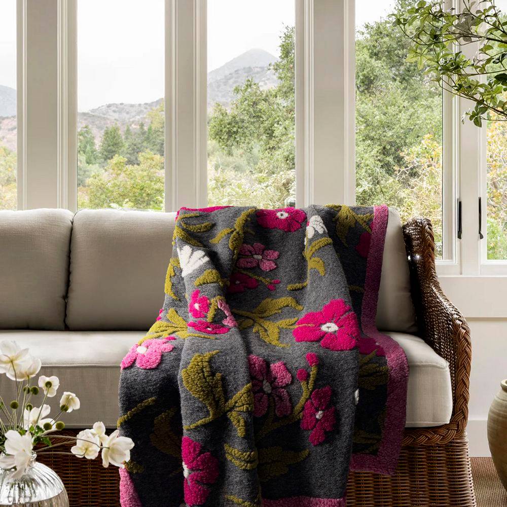 Plaid CREOLE in Lana Cotta Flower 150 x 200