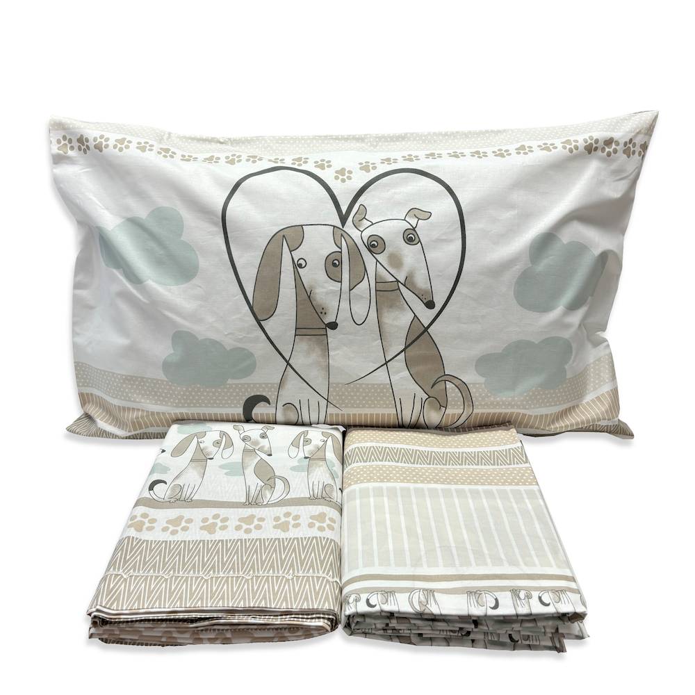 Parure copripiumino Cagnolini tortora piazza e mezzo