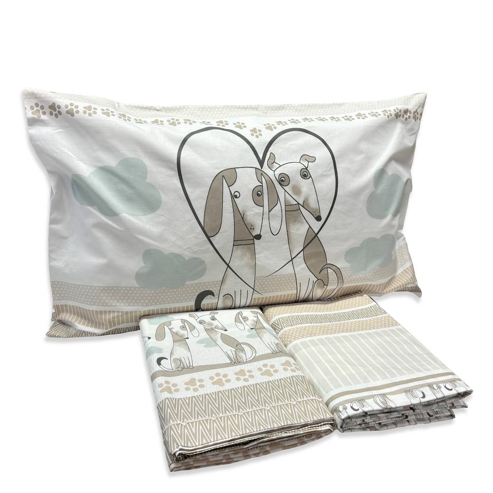 Parure copripiumino Cagnolini tortora piazza e mezzo