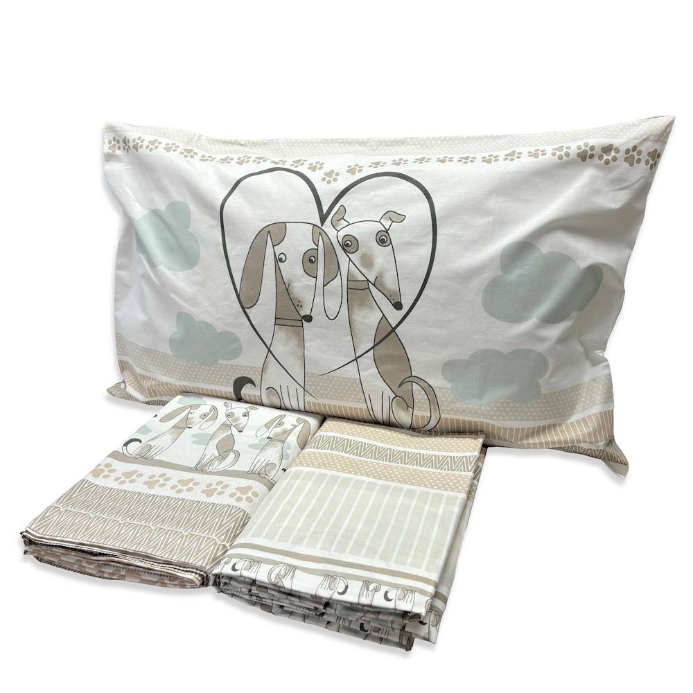 Parure copripiumino Cagnolini tortora piazza e mezzo