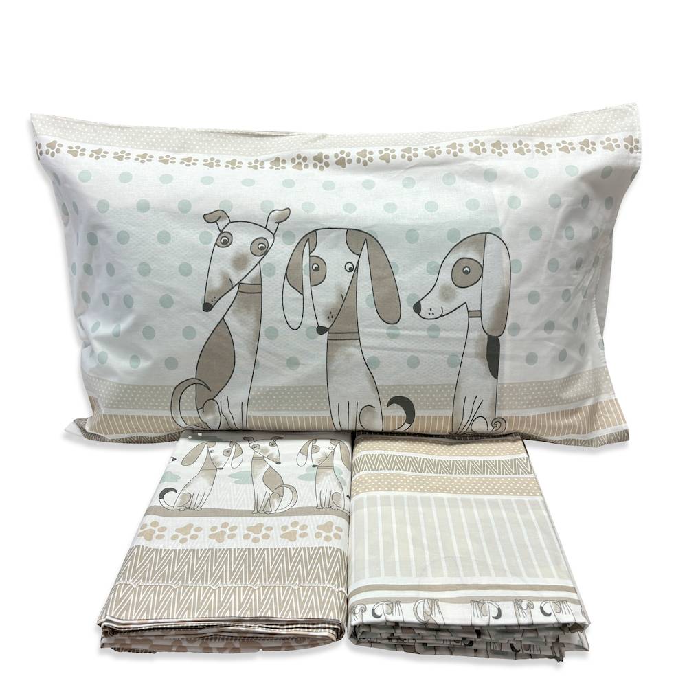 Parure copripiumino Cagnolini tortora piazza e mezzo