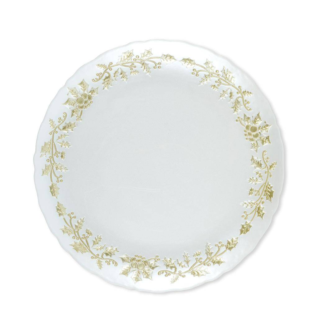 Sottopiatto in vetro decorato Bianco/Oro 33 cm