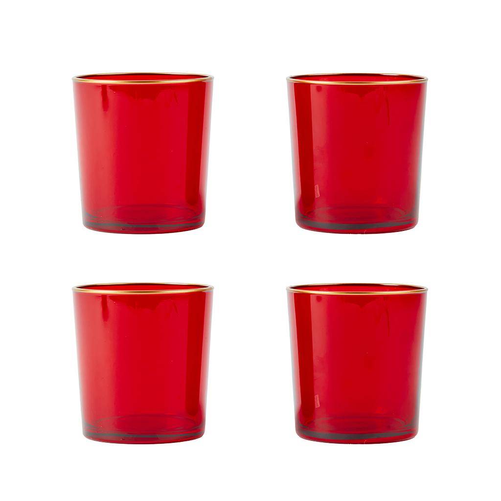 Set 4 bicchieri in vetro Rossi con rifinitura Oro