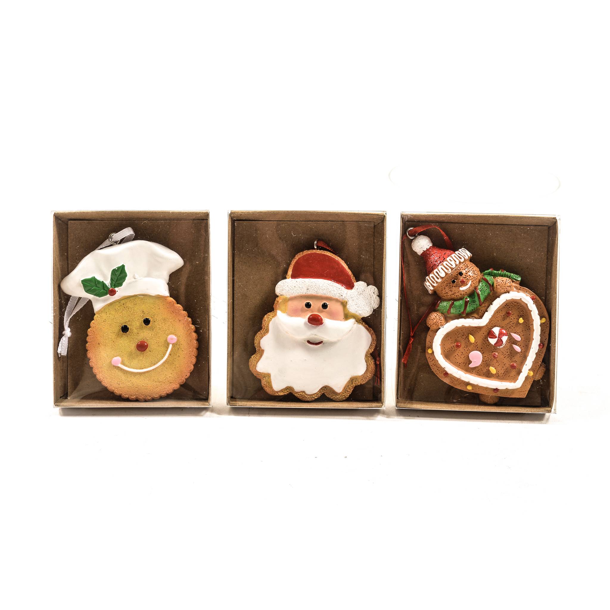 Set 3 Pendenti in Resina Biscotti di Natale
