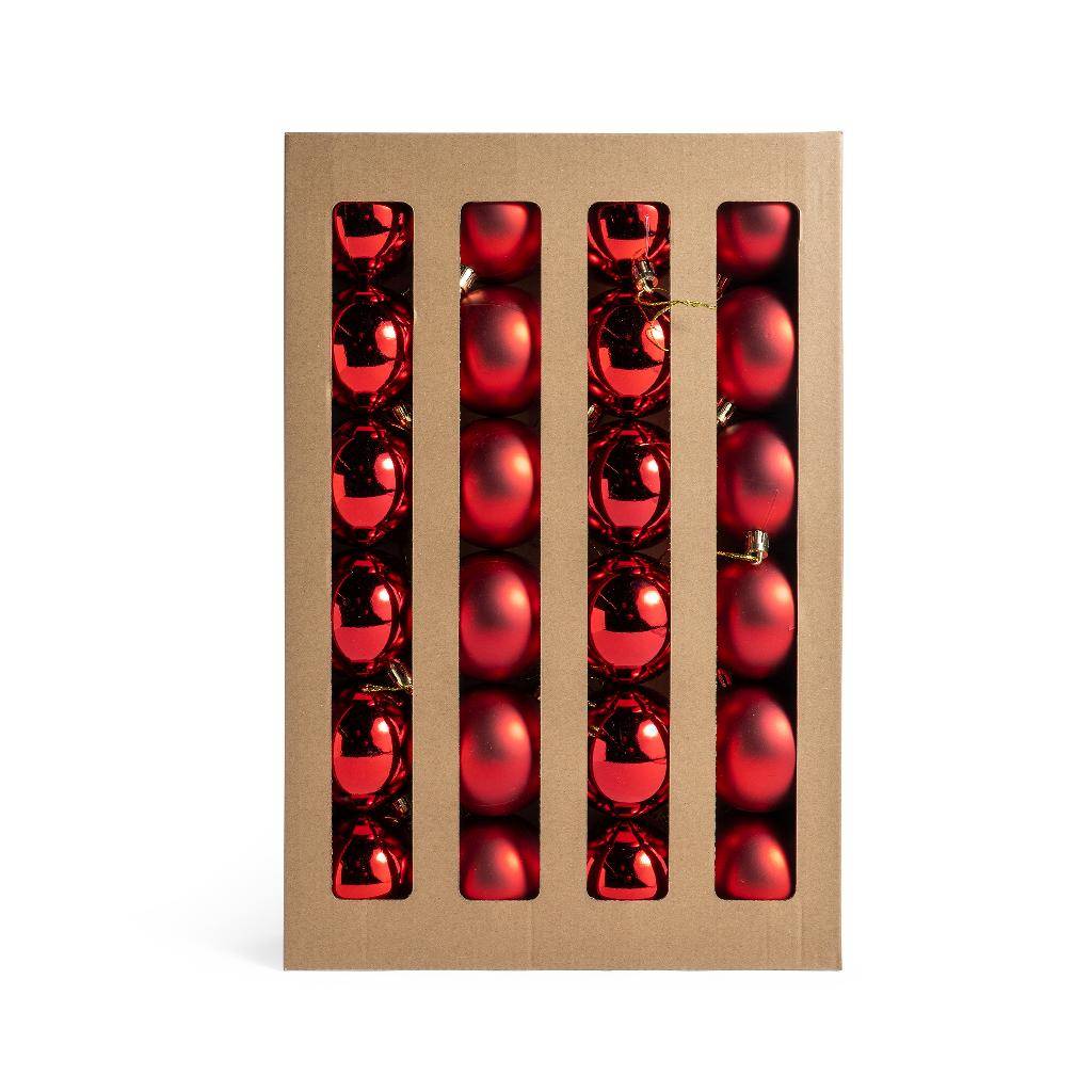 Set 24 Palline Natalizie Rosse