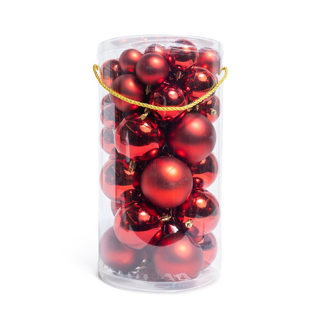 Confezione 50 Palline Natalizie Rosse