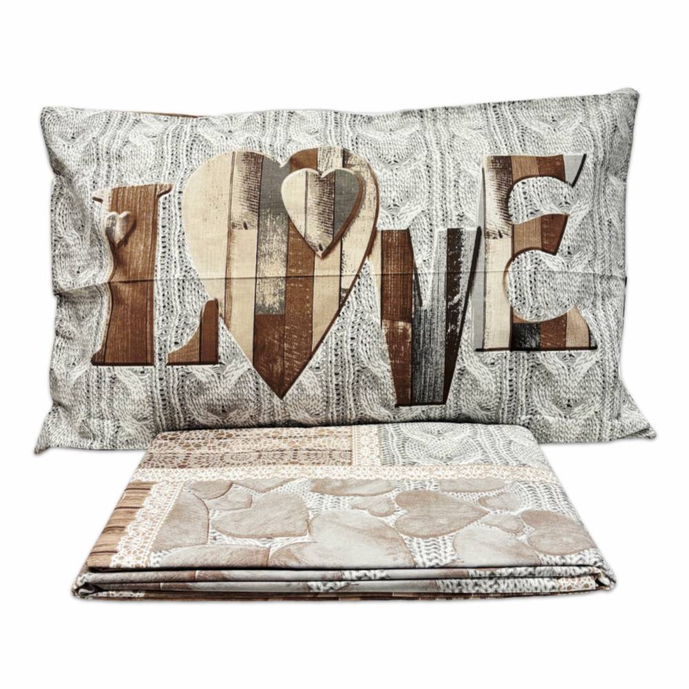 Parure copripiumino Shabby Love Tortora singolo
