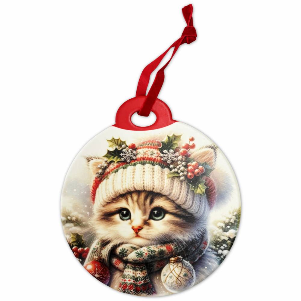 Piastrella Palla da appendere in ceramica Gattino freddoloso