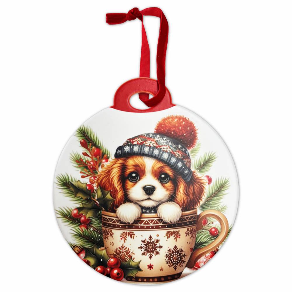 Piastrella Palla da appendere in ceramica Cagnolino Tazza