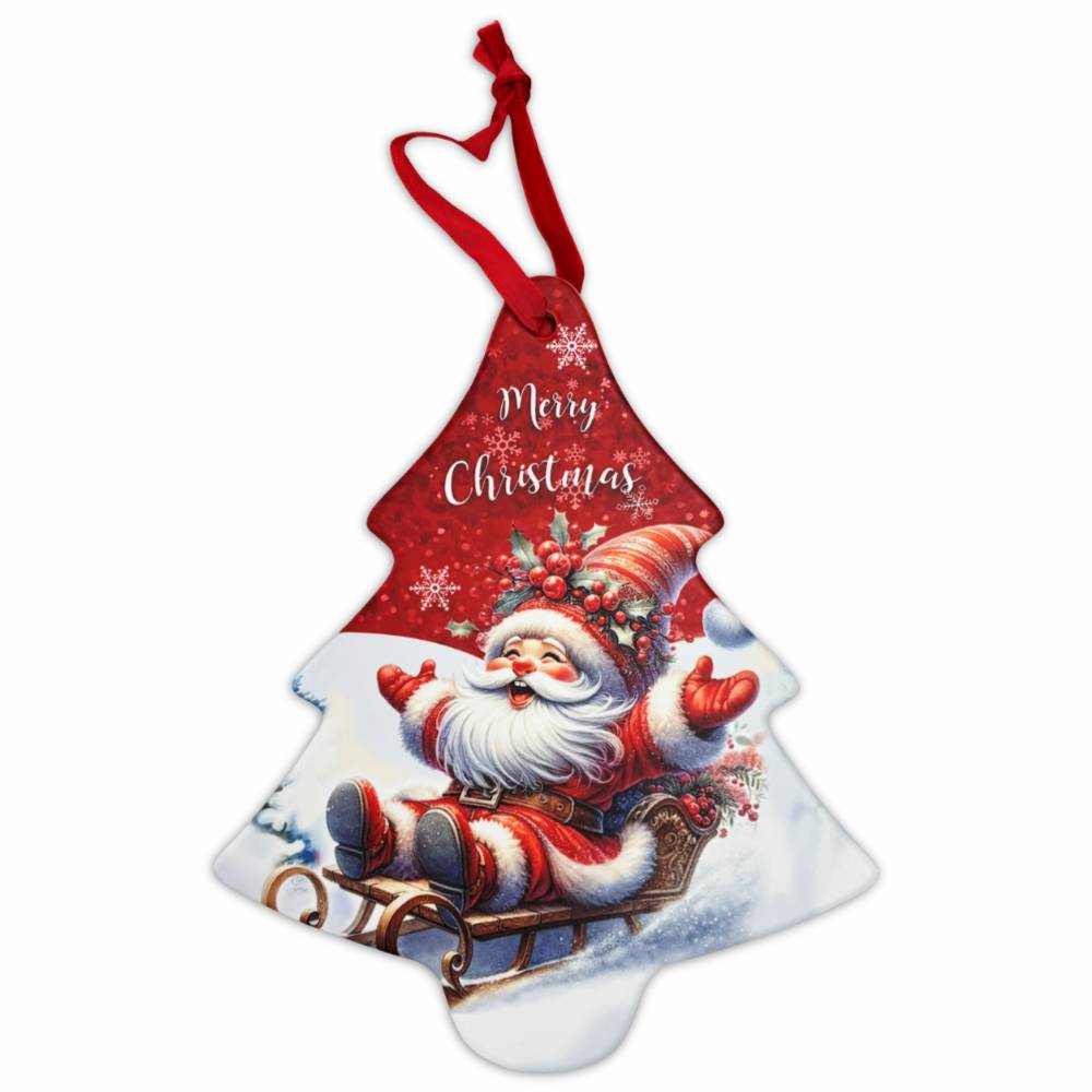 Decorazione Albero da appendere in ceramica Babbo dis. 1