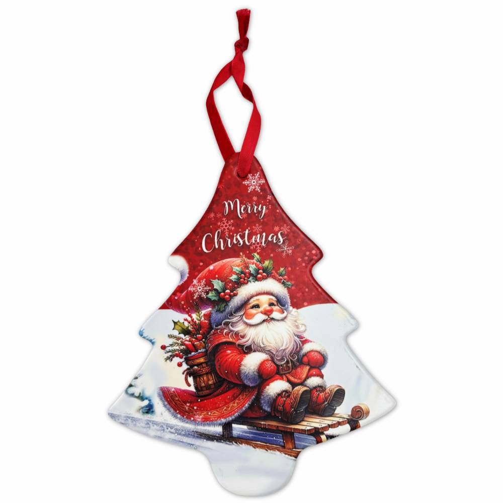 Decorazione Albero da appendere in ceramica Babbo dis. 4