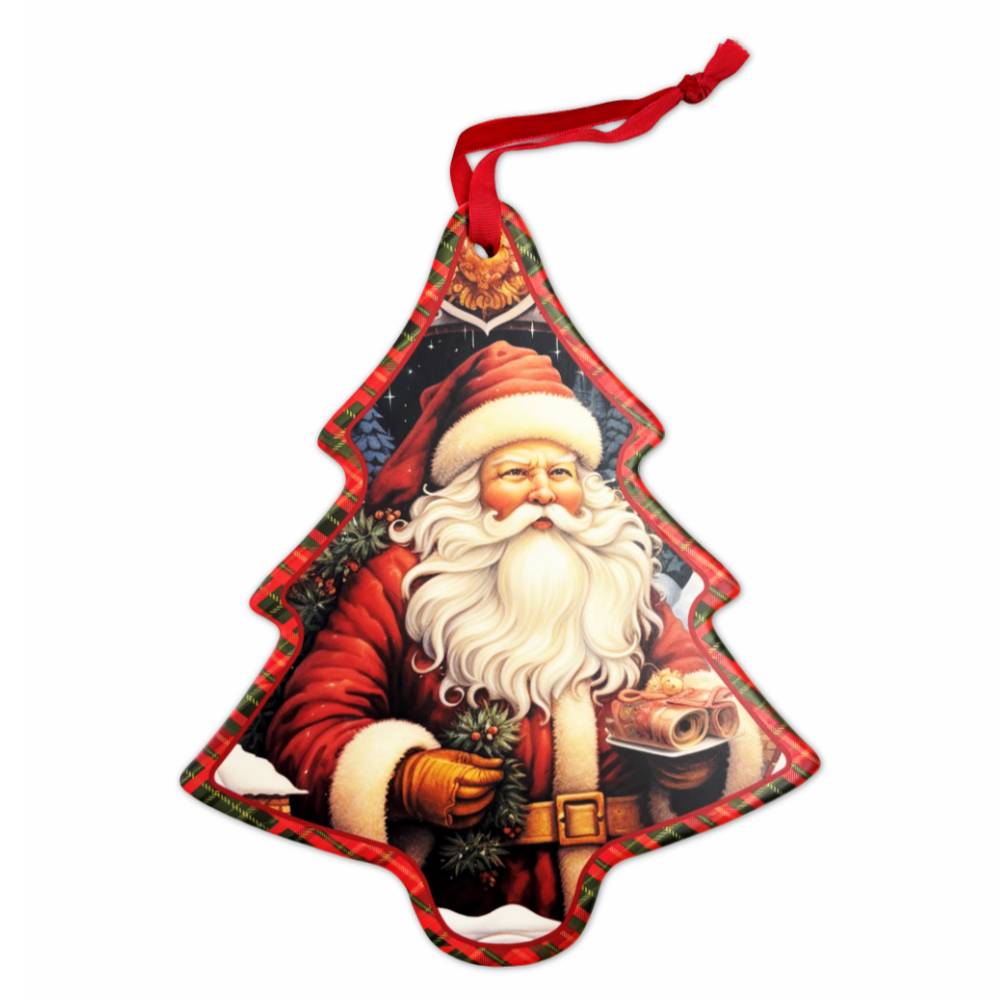 Decorazione Albero Tartan da appendere in ceramica Vintage Babbo 1