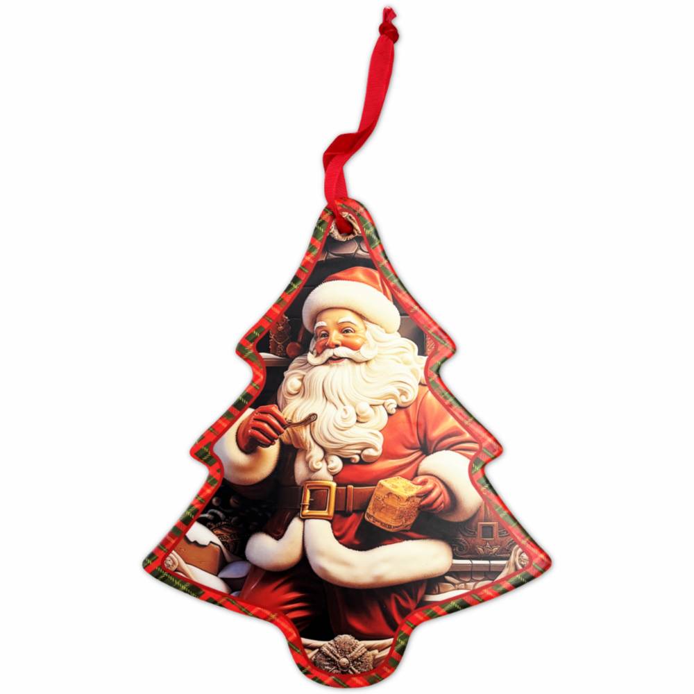 Decorazione Albero Tartan da appendere in ceramica Vintage Babbo 2