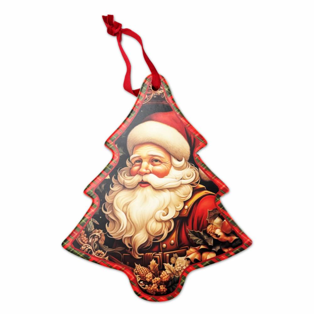 Decorazione Albero Tartan da appendere in ceramica Vintage Babbo 3