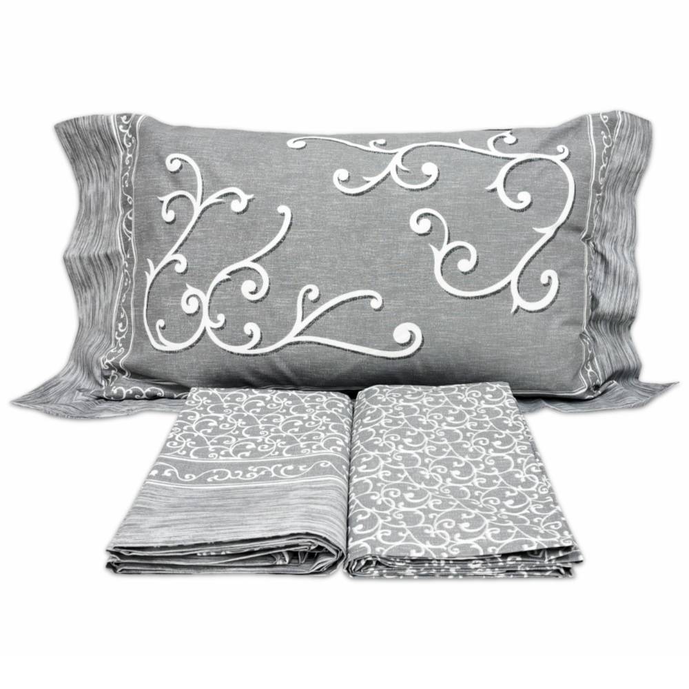 Completo Lenzuola A.Carlucci Ginevra Grigio Matrimoniale