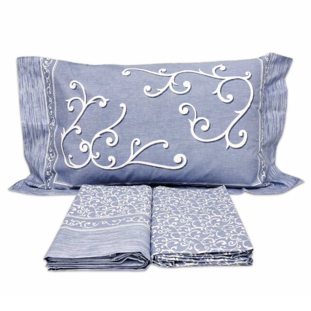 Completo Lenzuola A.Carlucci Ginevra Azzurro Matrimoniale