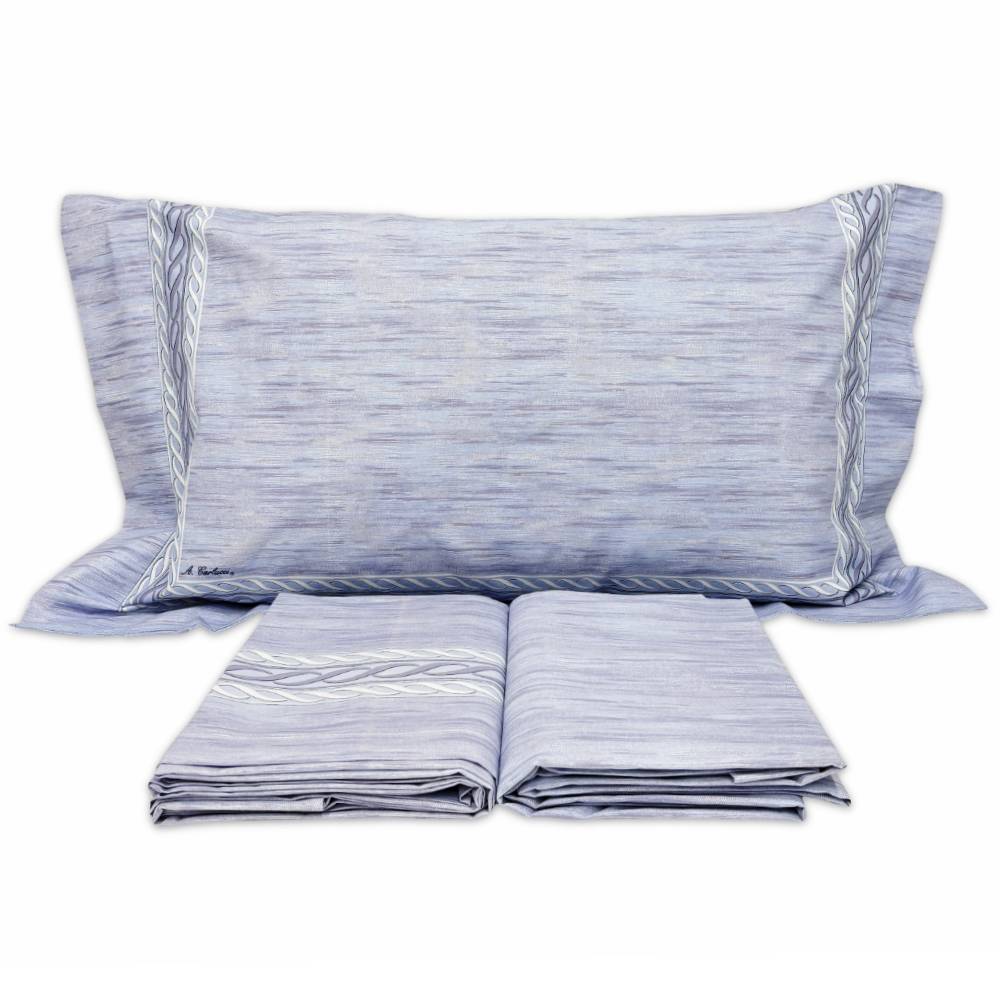 Completo Lenzuola A.Carlucci Greca Fiorentina Azzurro Matrimoniale