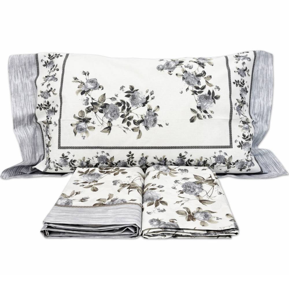 Completo Lenzuola A.Carlucci Sanremo Grigio Matrimoniale