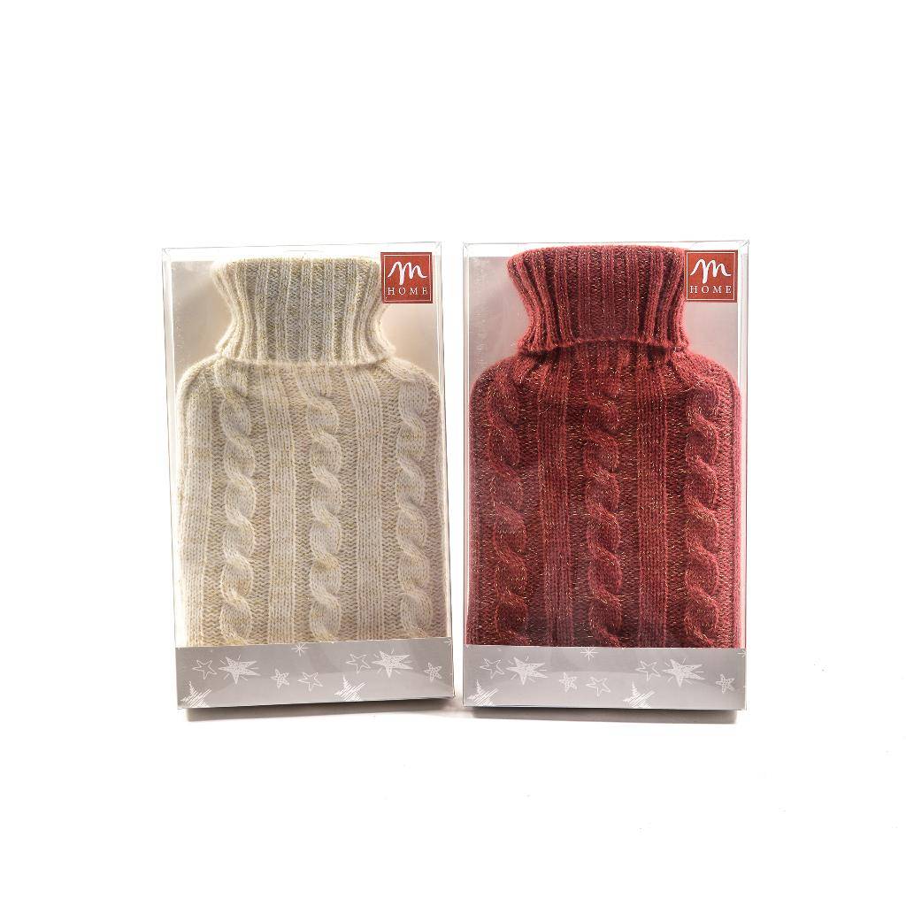 Borsa dell'acqua calda con federa in tessuto Bordeaux