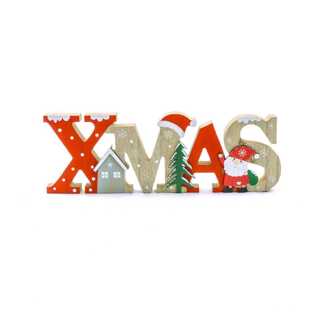 Scritta Natalizia in Legno XMAS