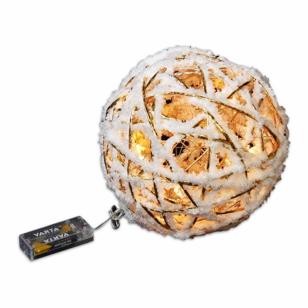 Palla da appendere Bianco/Oro con luci Led diam. 15