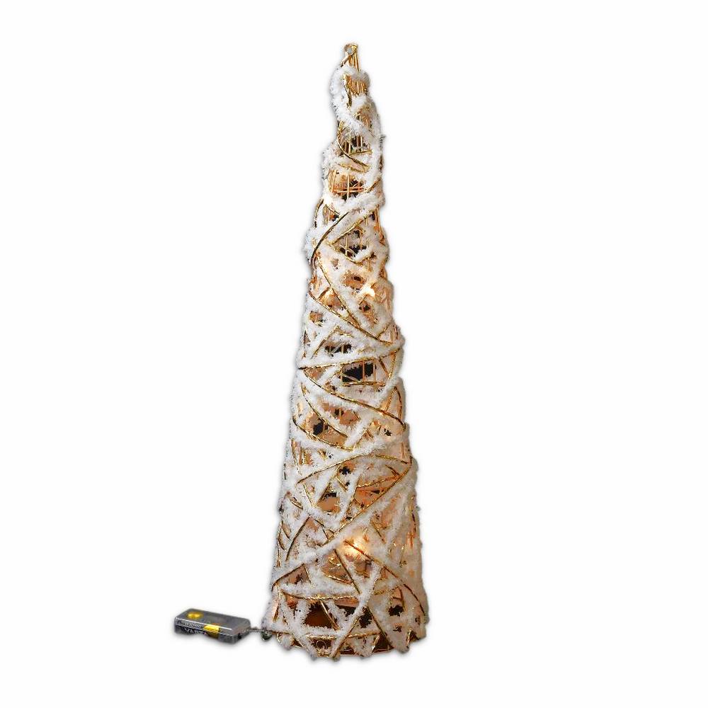 Albero Cono Bianco/Oro con Luci Led