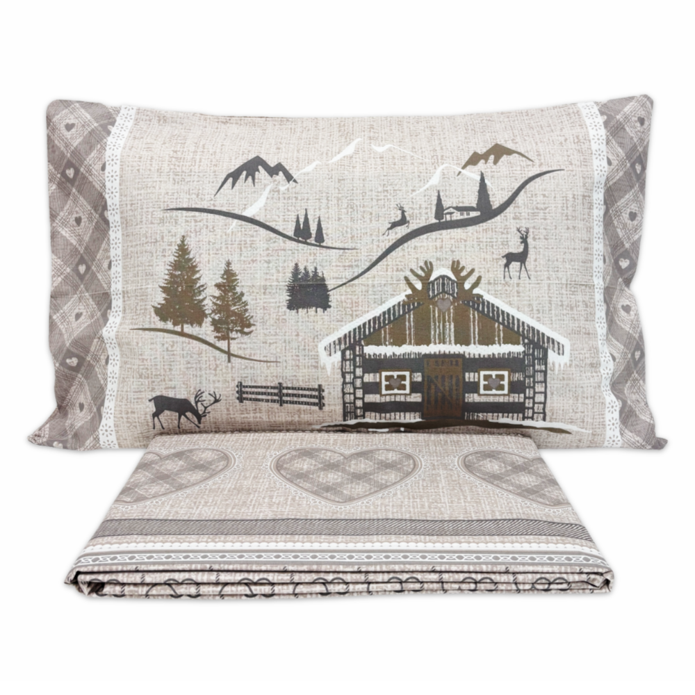 Parure copripiumino Chalet Beige piazza e mezzo