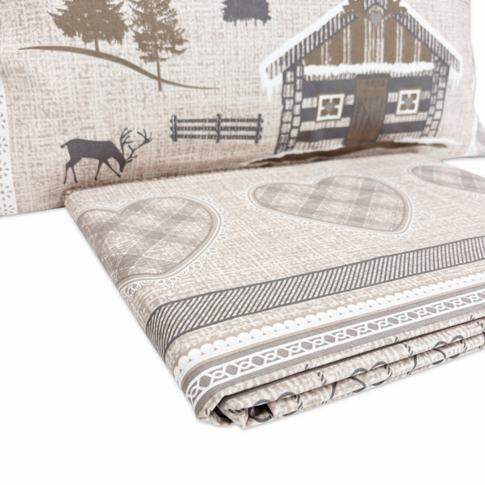 Parure copripiumino Chalet Beige piazza e mezzo