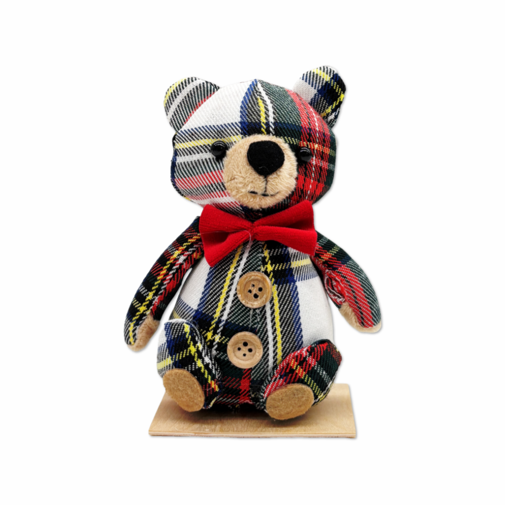 Mini Orsetto Tartan Bianco con tutto il cuore
