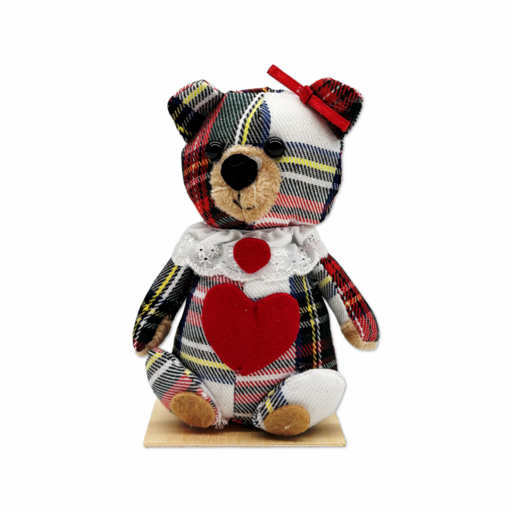 Mini Orsetta Tartan Bianco ti voglio bene