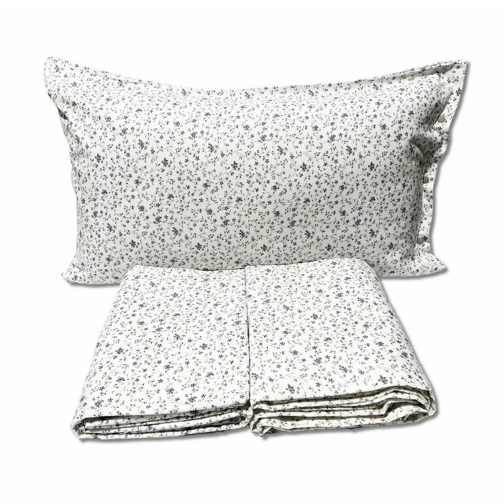 Lenzuola Flanella Armonia fiorellini azzurro matrimoniale