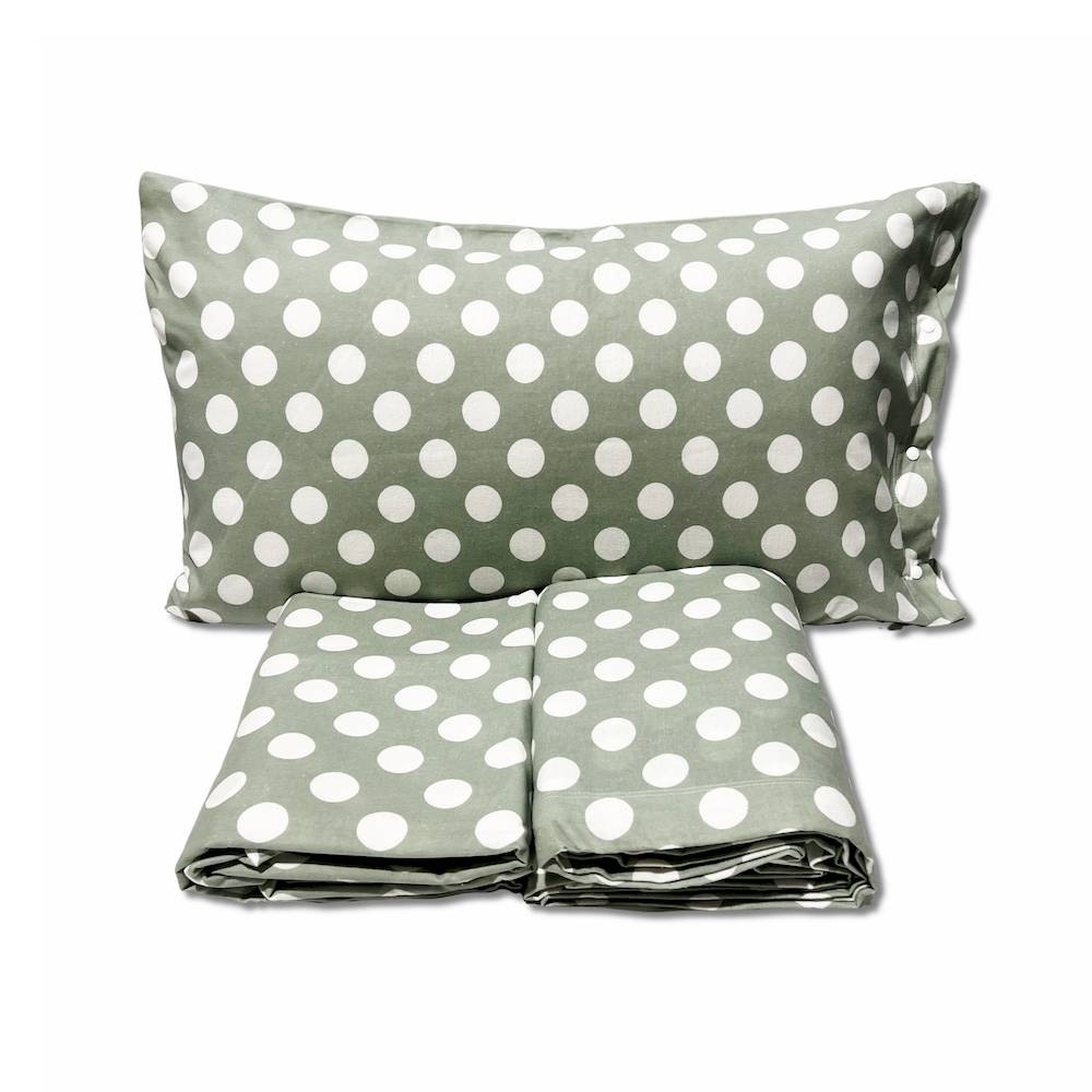 Lenzuola Flanella Moon pois verde singolo