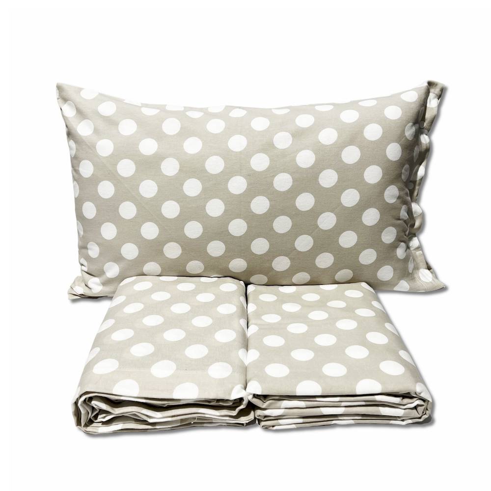 Lenzuola Flanella Moon pois tortora singolo